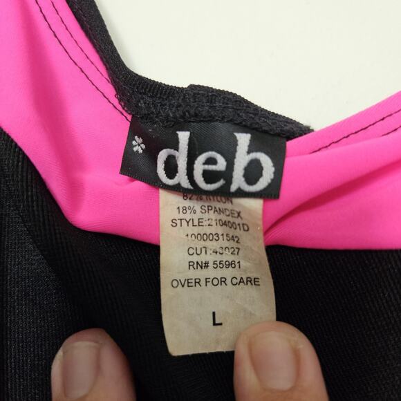 Vtg Y2K 90s Deb Mini Dress Size L One Shoulder Pink Black Bodycon Party HOCO - Picture 6 of 9